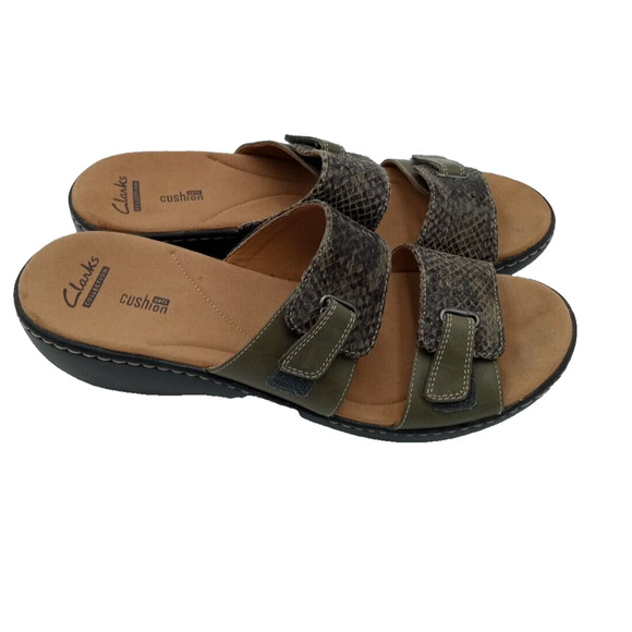 Clarks Collection DELANA FENELA Leather Sandal‎ 12N Snake Print Wedge - Picture 1 of 11